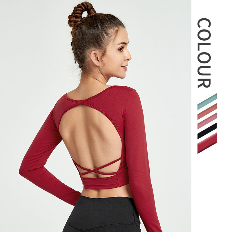 Backless Long Sleeve Yoga Top for Women Fitness Wear