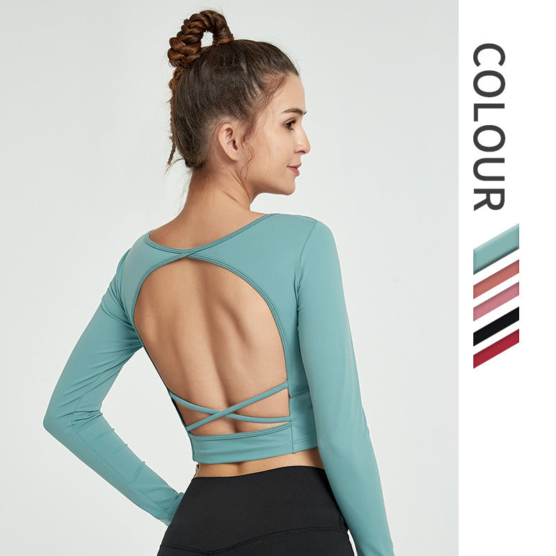 Backless Long Sleeve Yoga Top for Women Fitness Wear