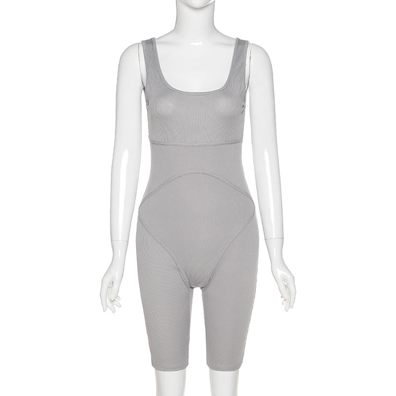 High-Waisted Athletic Bodysuit Shorts for Women