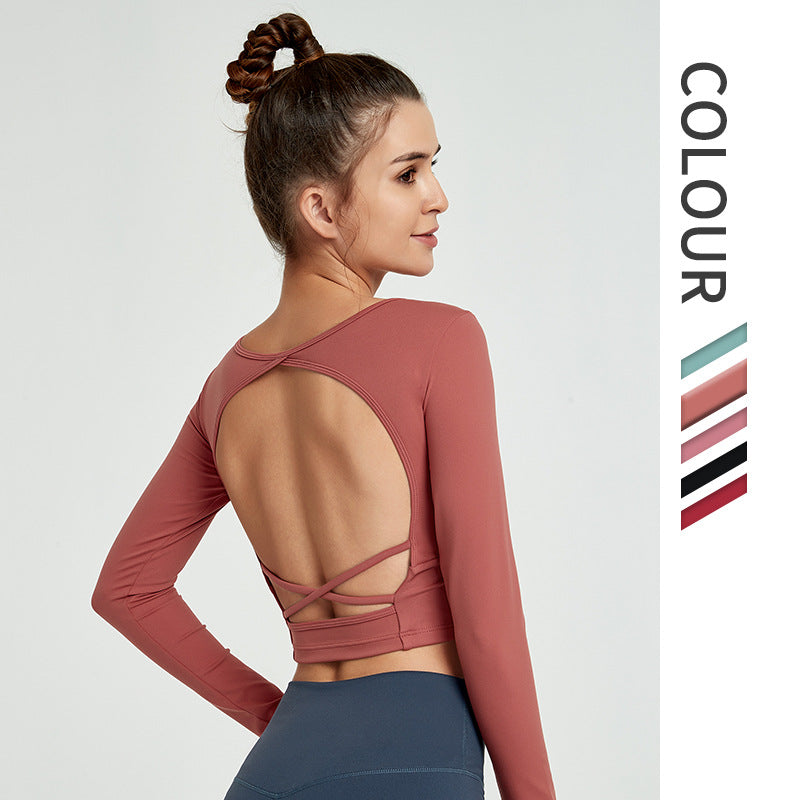 Backless Long Sleeve Yoga Top for Women Fitness Wear